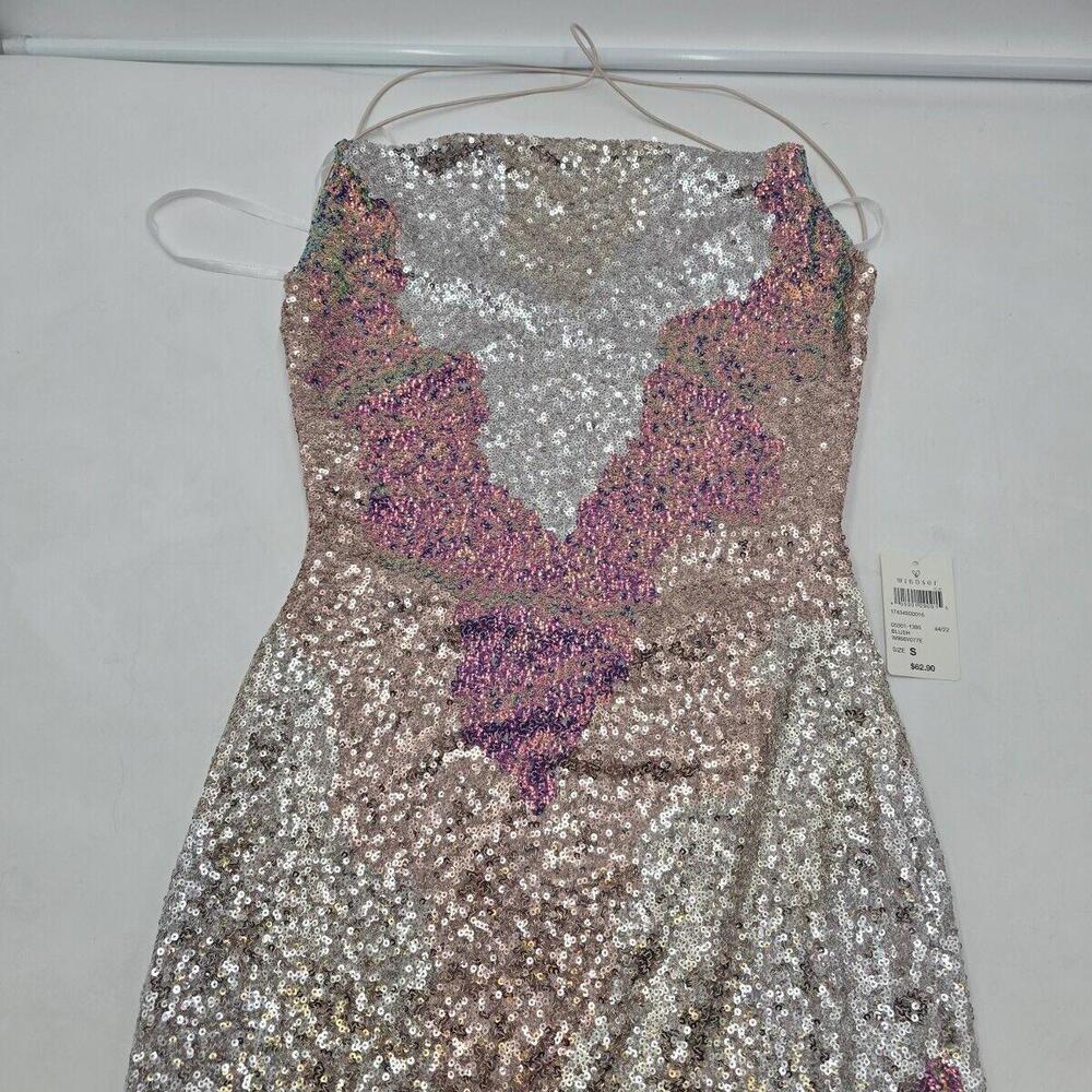 Windsor‎ Party Sequence S Spaghetti Straps Y2K Bodycon Flashy Dress NWT - Picture 2 of 13